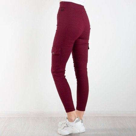 Bordowe damskie spodnie materiałowe tregginsy - Spodnie