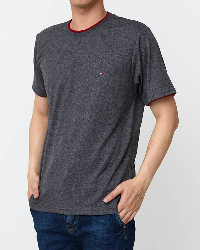 Ciemnoszary bawełniany męski t-shirt - Odzież
