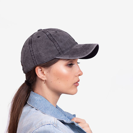 Czarna jeansowa damska czapka z daszkiem - Akcesoria
