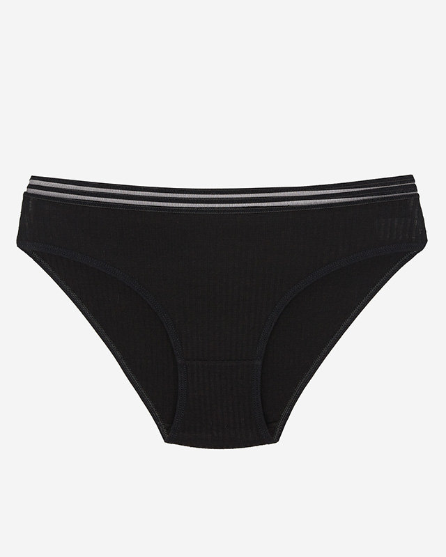 Czarne bawełniane damskie majtki typu figi w prążki - Bielizna