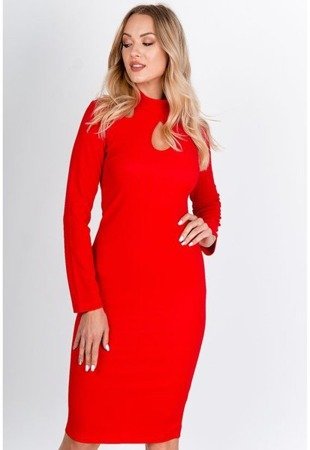 Czerwona sukienka midi z wycięciami - Odzież