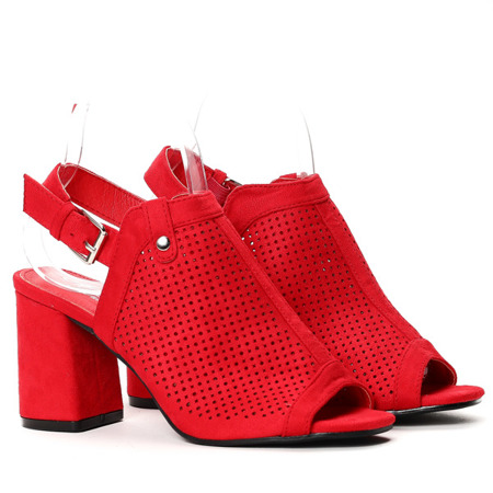 Czerwone sandały na wyższym słupku Farenna - Obuwie