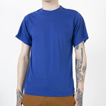 Kobaltowy bawełniany t-shirt męski - Odzież