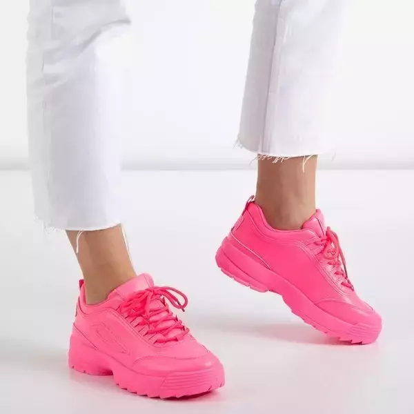 OUTLET Neonowe różowe sneakersy damskie That's It - Obuwie