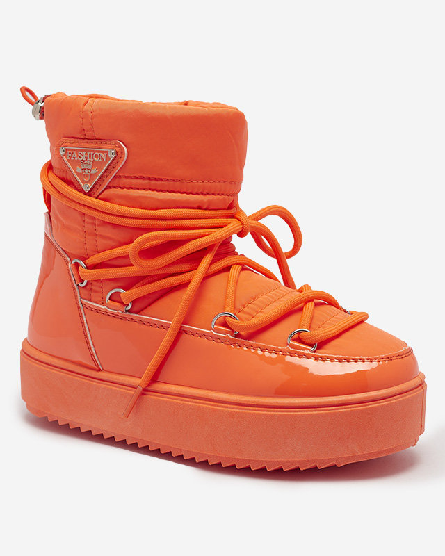 Royalfashion Neonowe pomarańczowe dziecięce wsuwane buty a'la śniegowce Asifa