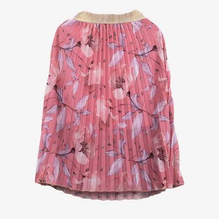 Różowa plisowana spódnica midi z printem w kwiaty - Odzież