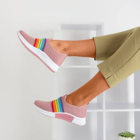 Różowe sportowe buty damskie typu slip - on Rainbi - Obuwie
