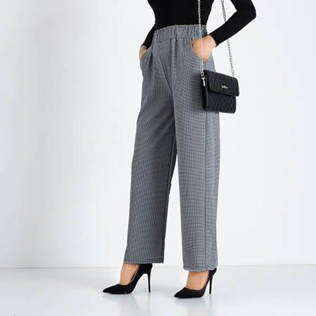 Szerokie damskie spodnie kuloty w pepitkę - Odzież