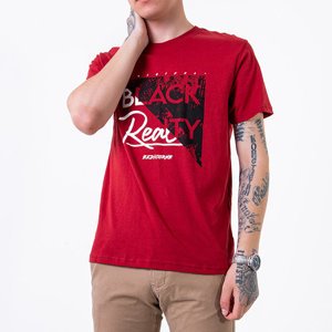 Bawełniana koszulka męska w kolorze bordowym - Odzież