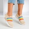 Beżowe sportowe buty damskie typu slip - on Rainbow - Obuwie