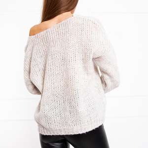 Beżowy krótki sweter damski - Odzież