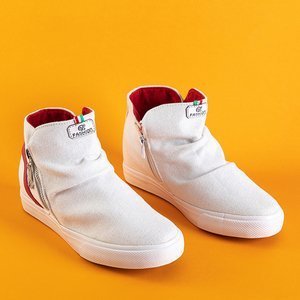Białe damskie sportowe buty na krytym koturnie Harumi - Obuwie