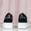 Biało-czarne obuwie sportowe na platformie Des - Obuwie