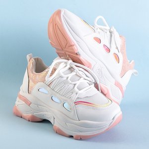 Biało-różowe damskie sportowe buty Grumlat - Obuwie