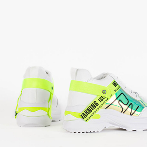Biało - zielone sportowe sneakersy damskie Holorico - Obuwie