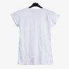 Biały t-shirt damski zdobiony kolorowym printem - Odzież