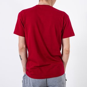 Bordowa bawełniana koszulka męska z napisem - Odzież