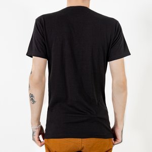 Czarna bawełniana koszulka męska z nadrukiem - Odzież