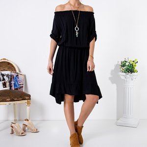 Czarna damska asymetryczna sukienka a'la hiszpanka - Odzież