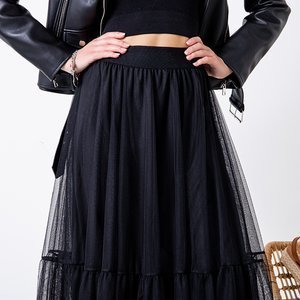 Czarna damska spódnica maxi z tiulem - Odzież