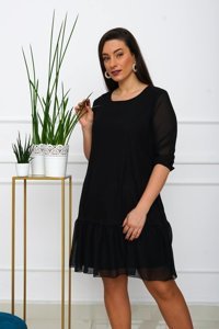 Czarna damska sukienka z falbanką PLUS SIZE - Odzież