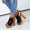 Czarne ażurowe damskie sandały na słupku Sottey - Obuwie