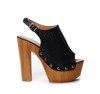 Czarne ażurowe damskie sandały na słupku Sottey - Obuwie