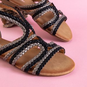 Czarne damskie sandały rzemykowe Frodita - Obuwie