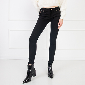 Czarne eleganckie damskie spodnie materiałowe - Odzież