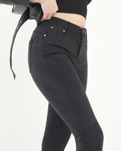 Czarne klasyczne jeansy damskie rurki - Odzież