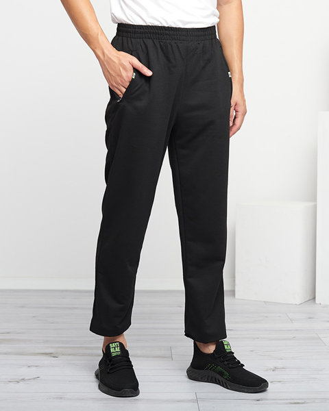 Czarne męskie proste spodnie dresowe - Odzież