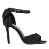 Czarne sandały na szpilce z ozdobną kokardką Proeline - Obuwie