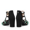 Czarno-zielone sandały na słupku Rosaline - Obuwie