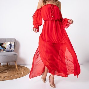 Czerwona damska maxi sukienka - Odzież