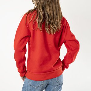 Czerwona damska ocieplana bluza bez kaptura - Odzież 