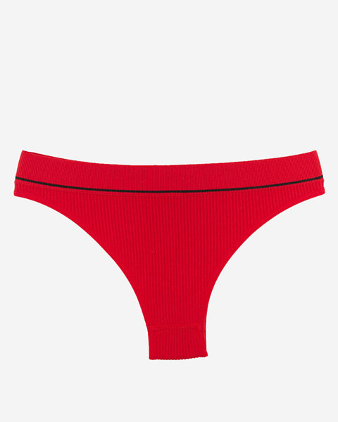 Czerwone damskie prążkowane majtki ze sportowymi napisami - Bielizna