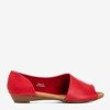 Czerwone damskie sandały na niskiej koturnie Irynisa - Obuwie