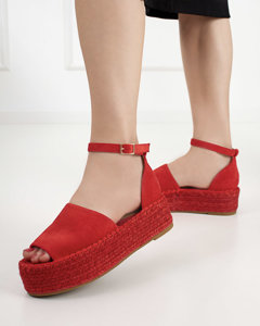 Czerwone damskie sandały na platformie Ponera - Obuwie