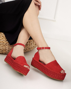 Czerwone damskie sandały na platformie Ponera - Obuwie