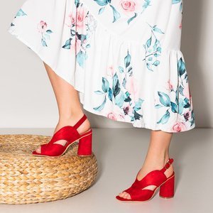 Czerwone damskie sandały na słupku Biserka - Obuwie