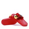 Czerwone klapki z ozdobnymi kwiatkami Judith - Obuwie