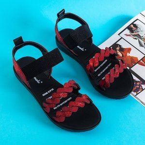 Czerwone sandały damskie z paseczkami Bijuu - Obuwie