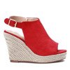 Czerwone sandały na koturnie Matina - Obuwie