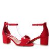 Czerwone sandały na słupku- Obuwie