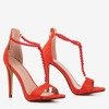 Czerwone sandały na wyższej szpilce Nastuli - Obuwie