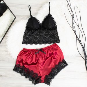 Czerwono-czarna damska 2-częściowa piżama - Odzież