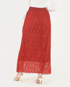 Damska bordowa spódnica koronkowa - Odzież