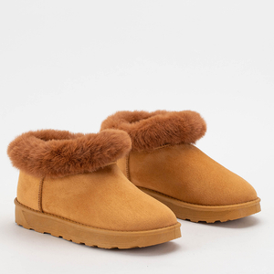 Damskie buty a'la śniegowce z futerkiem w kolorze camel Larina - Obuwie