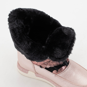 Dziewczęce różowe buty zimowe ze wzorzystą cholewką Zonnie- Obuwie