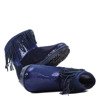 Granatowe buty a'la śniegowce z cekinami - Obuwie